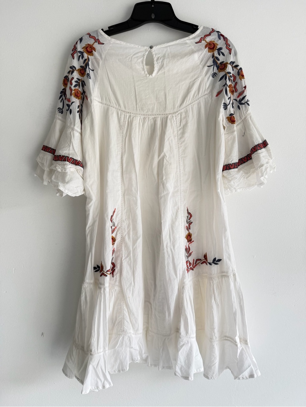 Free People Women's White Pavlo Floral Embroidery Ruffle Mini Dress 8244 - Picture 3 of 9